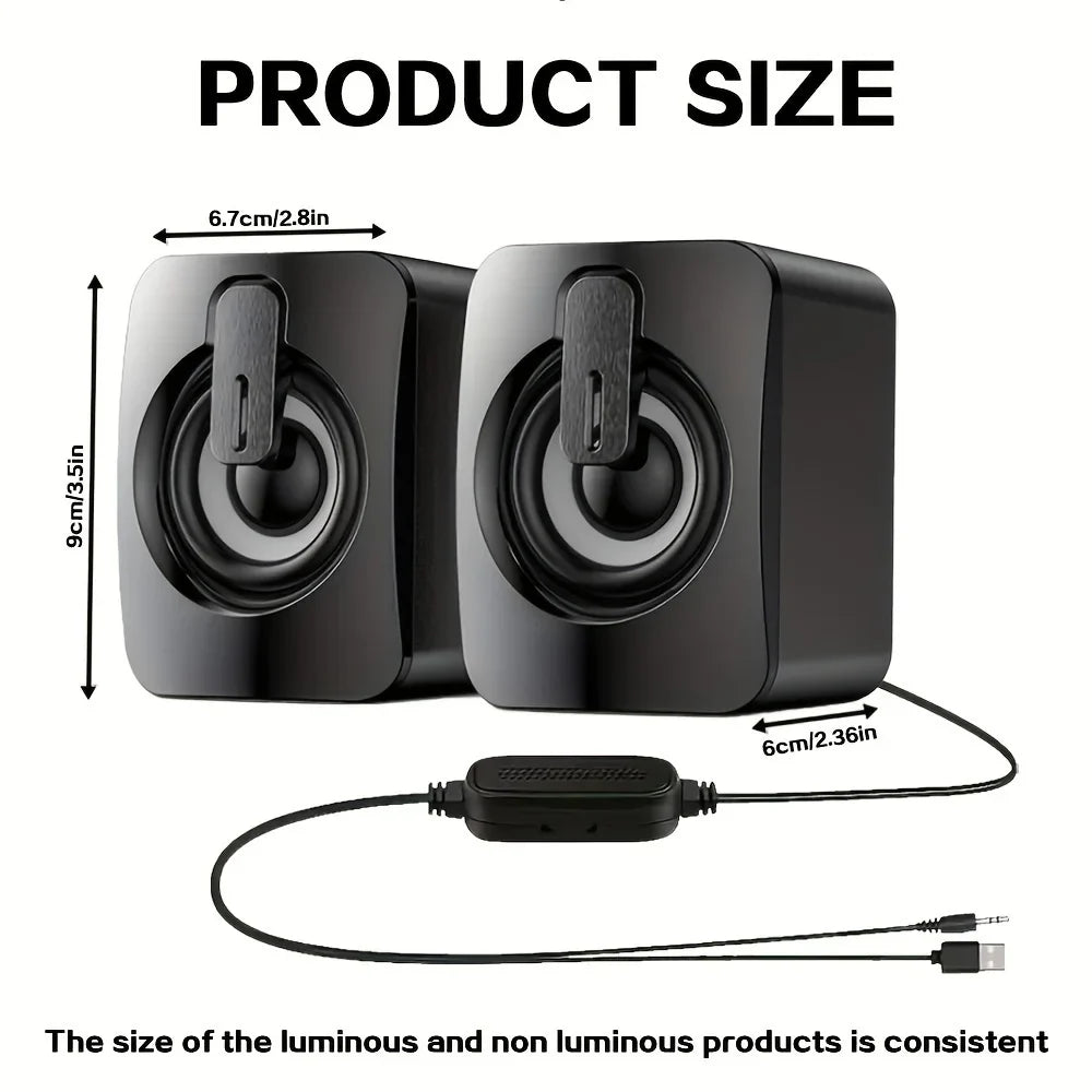 Computer Speakers PC Sound Box HIFI Stereo Microphone USB Wired LED Light
