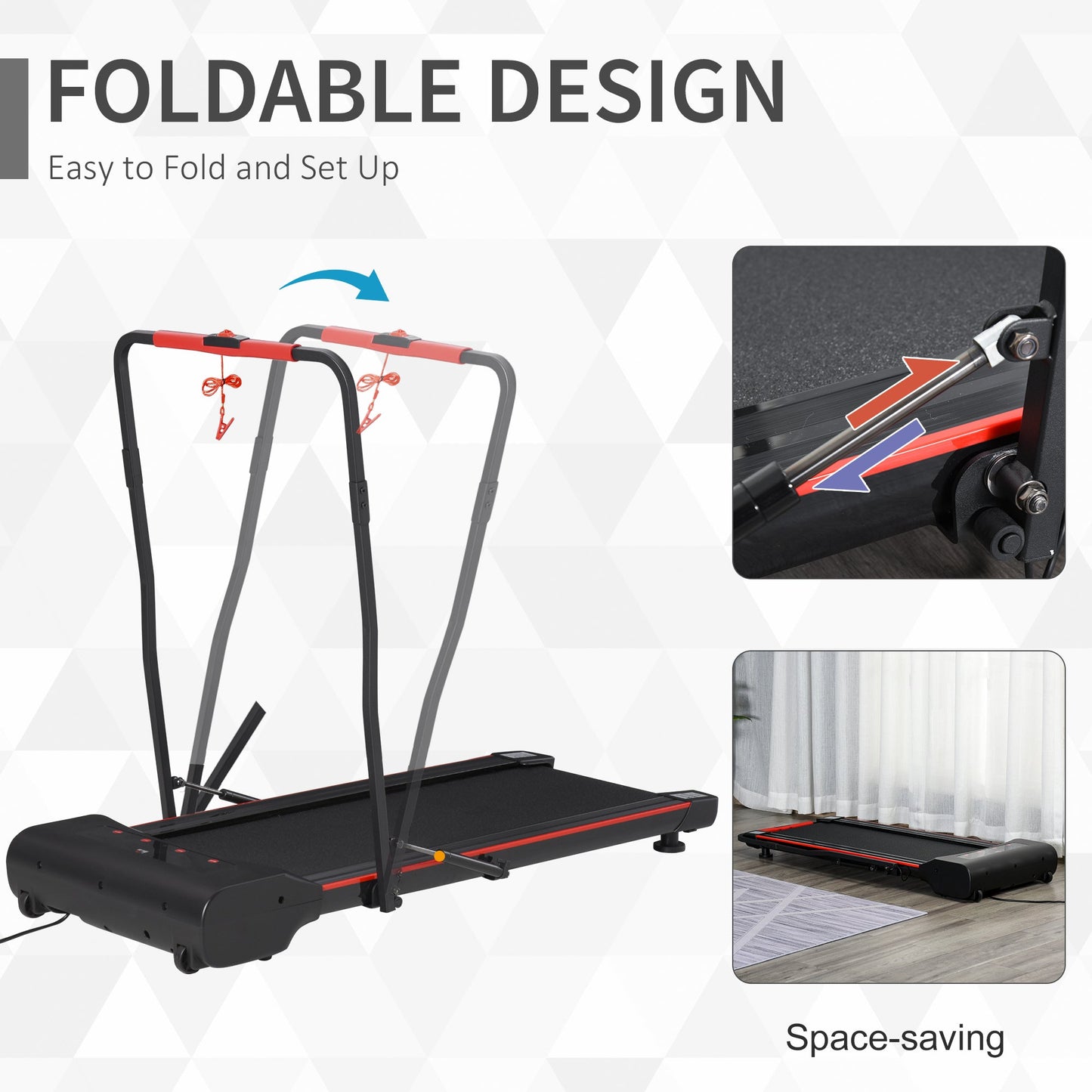Foldable Walking Machine Treadmill 1-6km/h with LED Display & Remote Control Exercise Fitness for Home Office-3