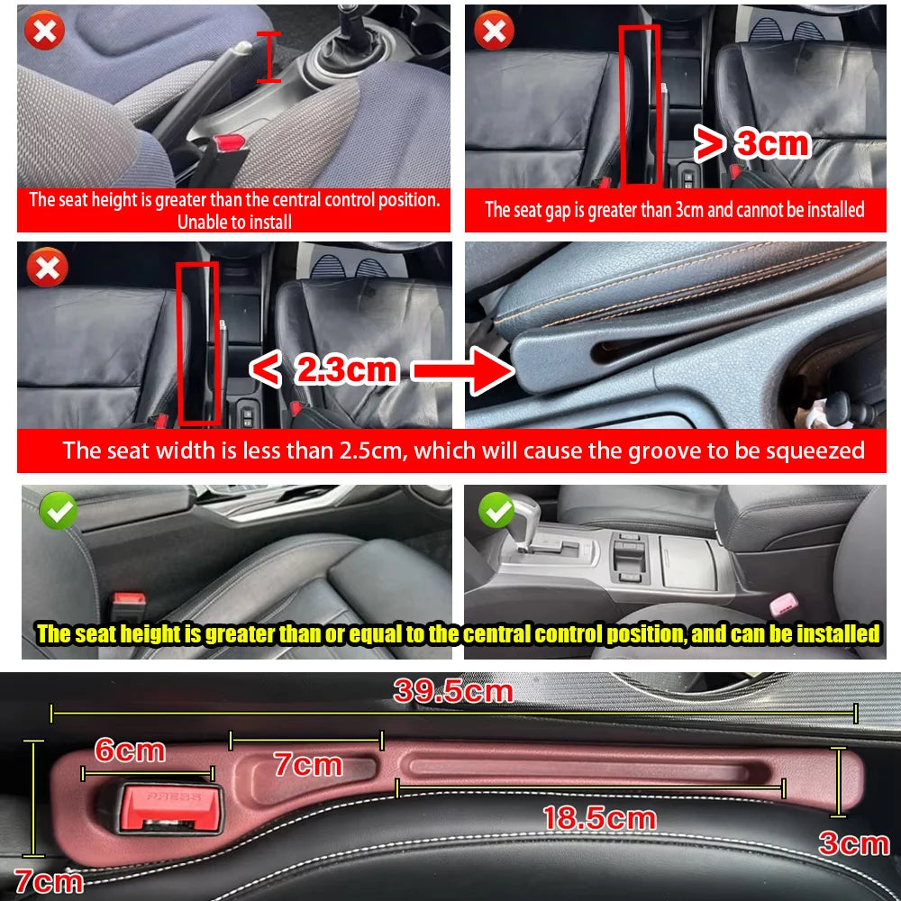2Pcs Car Seat Gap Filler Between Seats Console Organizer