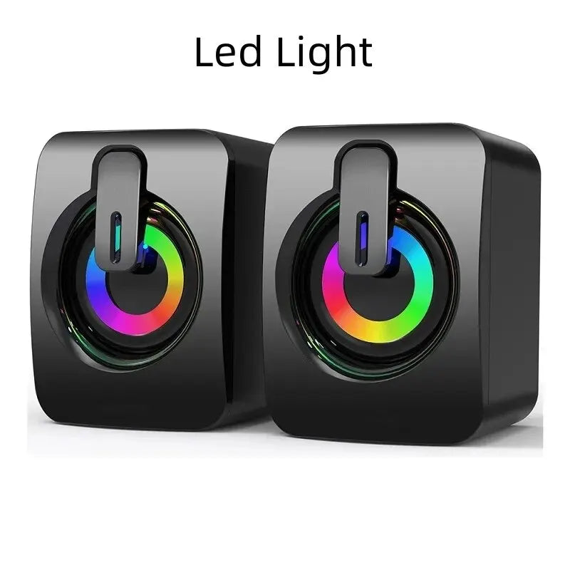 Computer Speakers PC Sound Box HIFI Stereo Microphone USB Wired LED Light