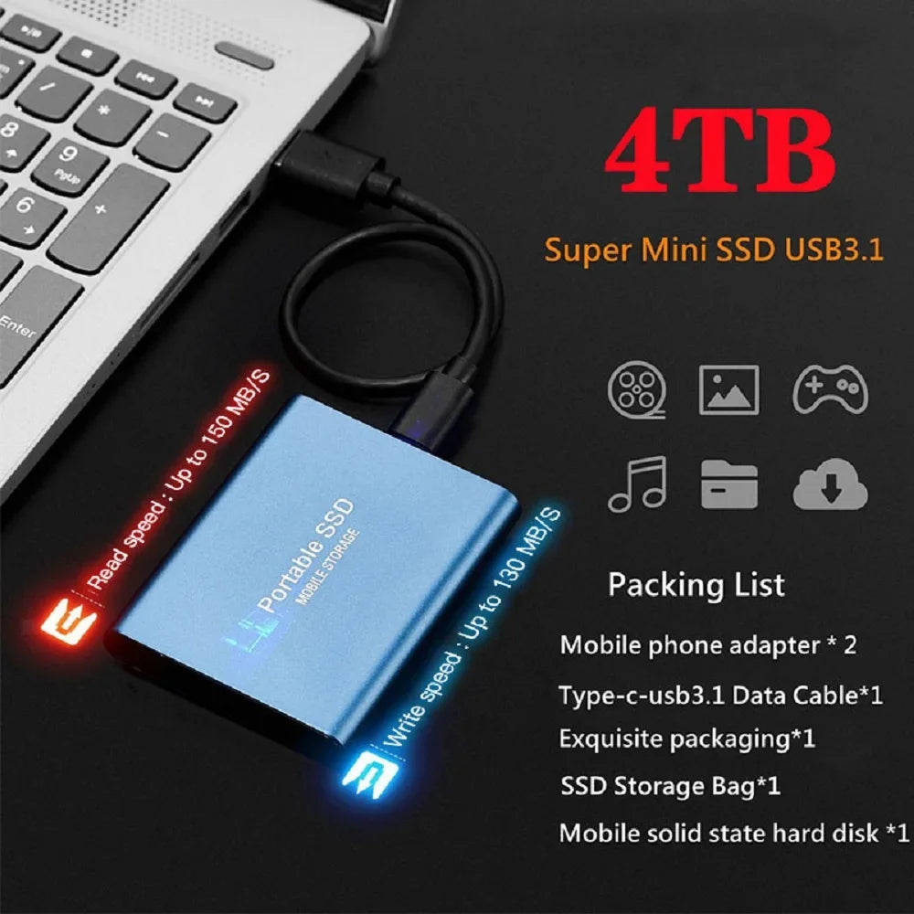 High-speed External Hard Drive 1TB - 64TB Portable Type-C Interface 3.1 UK Seller