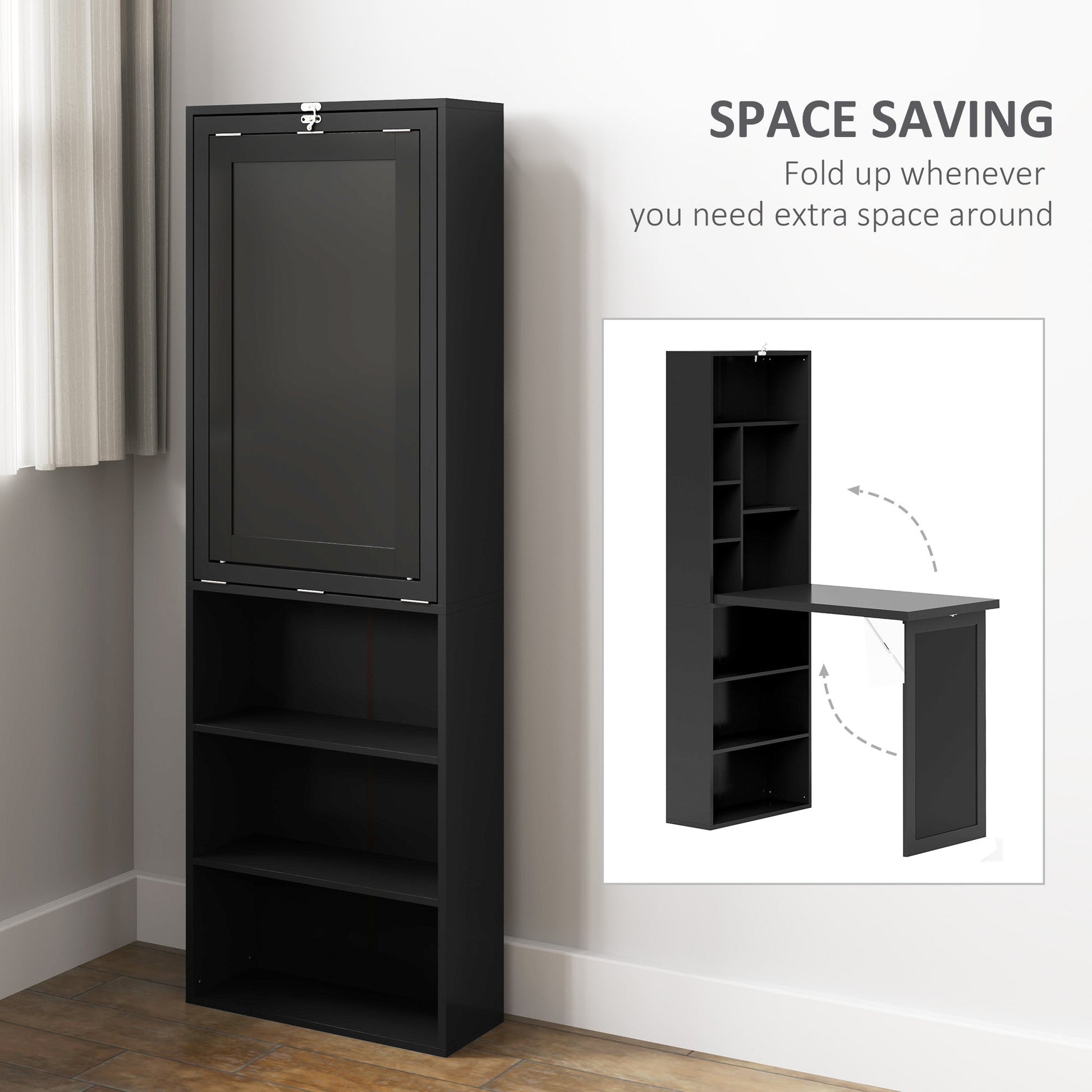 Desk with Storage | Black Work Desk | Trendi-Den