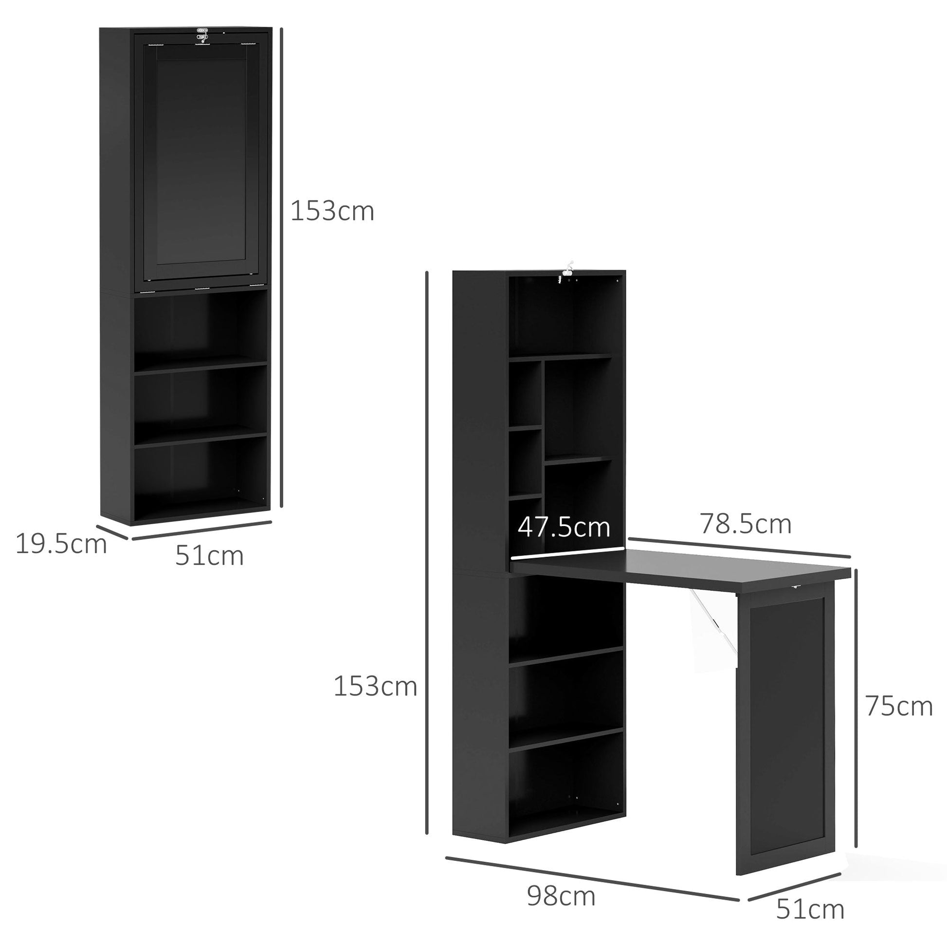 Desk with Storage | Black Work Desk | Trendi-Den