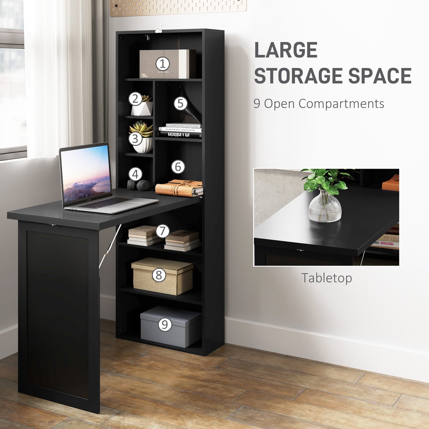 Desk with Storage | Black Work Desk | Trendi-Den